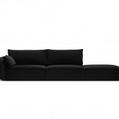 Canapea 4 locuri cotiera dreapta, Kaelle, Micadoni Home, BL, 264x110x85 cm, catifea, negru