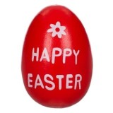 Ou de Paște din Lemn, Roșu, cu Imprimeu Happy Easter, 6 cm, CMCLASS