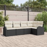 Cumpara ieftin Set de canapele de grădină , 5 piese, cu perne, din rattan sintetic negru