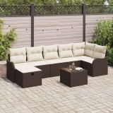 Cumpara ieftin Set de canapele pentru grădină cu pernă 8 pcs Maro Rattan poli