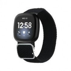 Curea kwmobile pentru Fitbit Versa 4/Sense 2/Versa 3 , Nylon, Negru, 60293.01 foto