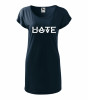 Tricou rochie Malfini bumbac print &quot;Hate Love&quot; marimi L, Bleumarin, Casual, Imprimeu text