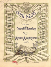 Ochi Negri Al.Blaremberg/ Mihail Margartiescu Op. 31 Partitura Muzica Romaneasca foto