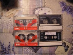 LOT de 4 casete audio diverse normale (2 SKC de 60 minute, 1 alpha de 60 minute, 1 normala 60 minute ) pentru inregistrat