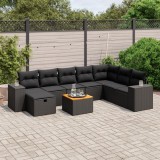 Cumpara ieftin Gossi set mobilier de gradina cu perne, 9 piese, negru, poliratan