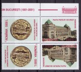 Cumpara ieftin RO 2001 ,LP 1575 ,&quot;100 ani P.Postelor &quot; ,2 serii tete-beche - jos comun , MNH