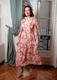 Cumpara ieftin Rochie evazata cu imprimeu floral 4695D, Roz