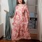 Rochie evazata cu imprimeu floral 4695D, Roz