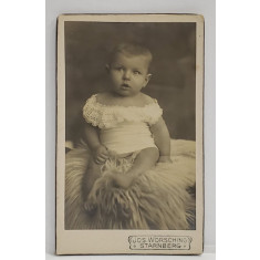 FOTOGRAFIE C.D.V. , STUDIO JOS. WORSCHING , STARNBERG , FETITA CU ROCHIE DE DANTELA , CCA. 1900