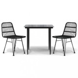 Cumpara ieftin Set mobilier de gradina, 3 piese, negru, poliratan