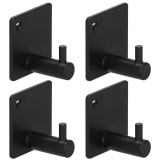 Set 4 agatatori tip cuier pentru baie, sistem fixare inclus, aluminiu, negru Household NewTrend