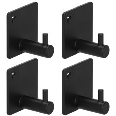 Set 4 agatatori tip cuier pentru baie, sistem fixare inclus, aluminiu, negru Household NewTrend