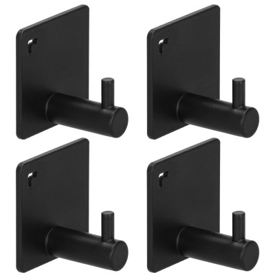 Set 4 agatatori tip cuier pentru baie, sistem fixare inclus, aluminiu, negru Household NewTrend foto