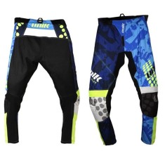 Pantaloni cross-enduro pentru scuter - motocicleta Unik Racing model MX01 culoare: albastru/verde fluor Albastru/verde fluor 28 (S)