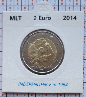 Malta 2 euro 2014 UNC - Independence 1964 - km 150 cartonas personalizat D36401 foto