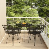 VidaXL Set mobilier de grădină, 5 piese, negru, poliratan