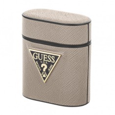 Husa Protectie Casti Guess Saffiano pentru Apple AirPods Gen 1 / Apple AirPods Gen 2, Bej GUACA2VSATMLLG