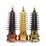 Set 3 statuete feng shui pagoda cu 9 niveluri din metal - 13cm, Stonemania Bijou