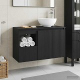 Cumpara ieftin Set dulap baie 2 buc. Negru 79,5 x 41 x 80 cm Lemn prelucrat