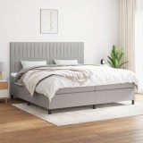 Cumpara ieftin Pat box spring cu saltea, gri deschis, 200x200 cm, textil