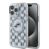 Husa pentru iPhone 15 Pro - Karl Lagerfeld IML MagSafe (KLHMP15LHMCKMHT) - Transparent Monogram Karl&amp;Choupette Head