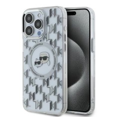 Husa pentru iPhone 15 Pro Max - Karl Lagerfeld IML MagSafe (KLHMP15XHMCKMHT) - Clear Monogram Karl&amp;Choupette Head