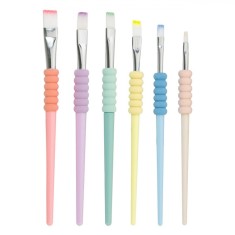 Set Pensule Pictură Little President, 6 Bucăți, Varf Plat, Multicolor, M&acirc;ner Lemn