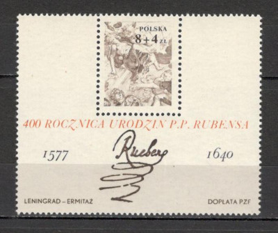 Polonia.1977 400 ani nastere Rubens:Pictura-Bl. MP.105 foto