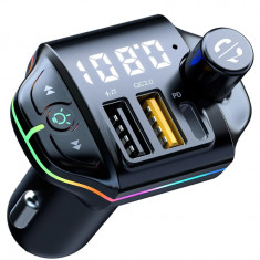 Modulator FM Bluetooth 5.0 EverQ®,TransmitatorFM,Hands-Free,Incarcator auto