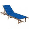 Sezlong Gradina Bambus cu Perna Albastra 200x65 cm Reglabil