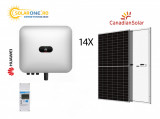 Cumpara ieftin Kit sistem fotovoltaic 6 kW hibrid monofazat, invertor Huawei si 14 panouri Canadian Solar 410W