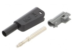 Conector Banană 4mm 32A 1kV Negru cu Izolație