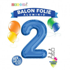 Balon, folie aluminiu, albastru, cifra 2, 81 cm