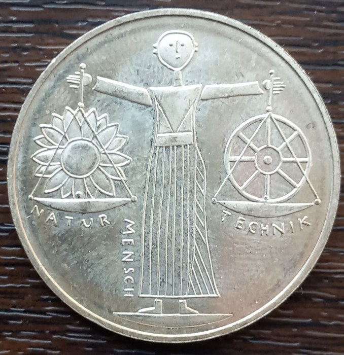 (A422) MONEDA DIN ARGINT GERMANIA - 10 MARK 2000 LIT. A, EXPO 2000, PURITATE 925