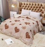 Cumpara ieftin Patura cocolino groasa cu blanita alba 200x230cm,doua fete,bej,inimioare - F109