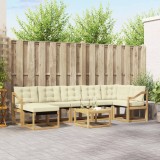 VidaXL Set Canapele Exterior 8 piese Alb Crem Lemn Acacia Textilena Gradina Terasa