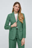 Weekend Max Mara sacou din amestec de in culoarea verde, un singur r&acirc;nd de nasturi, uni 2415040000000