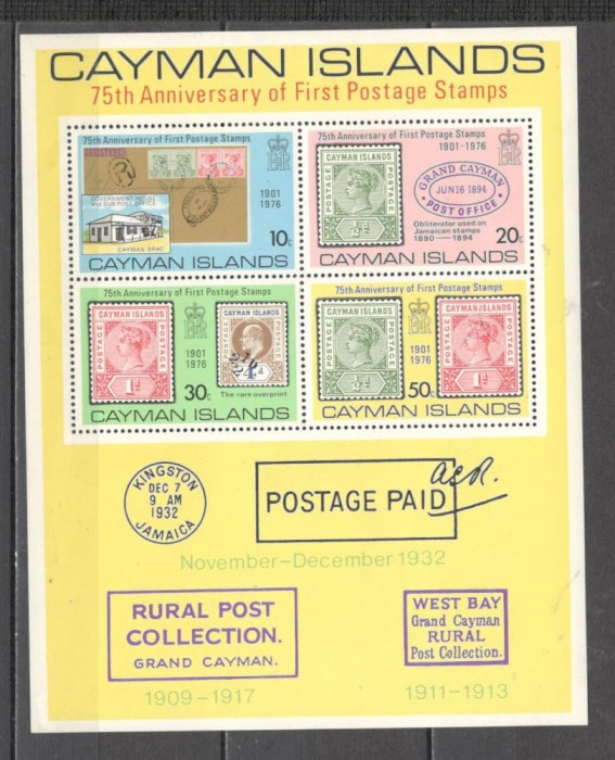 Cayman Island.1976 75 ani marca postala-Bl. PD.43