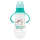 Biberon din Plastic cu Tetină din Silicon și M&acirc;nere, 300 ml, Verde Menta, CMCLASS