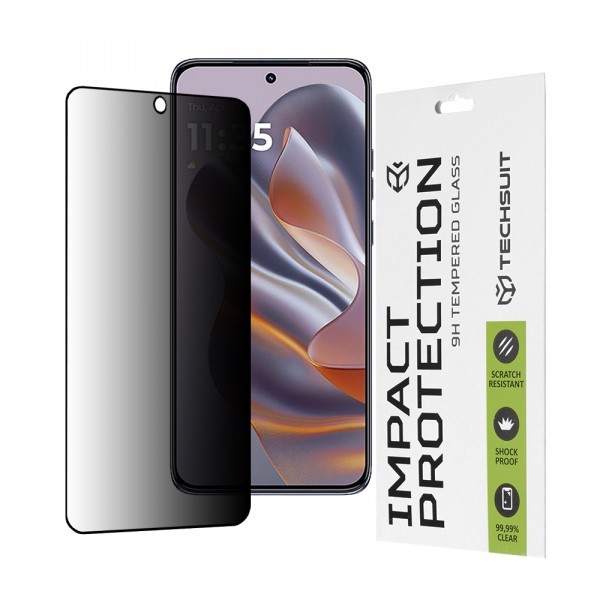 Folie de protectie Ecran Privacy Techsuit pentru Motorola Edge 50 Neo, Sticla Securizata, Full Glue, 111D