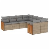 Cumpara ieftin Set canapele de gradina, 8 piese, cu perne, bej, poliratan
