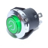 Push Buton Verde Retinere Incastrabil 12V 20A, LED, 22mm
