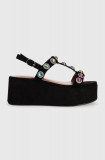 Kurt Geiger London sandale din piele &icirc;ntoarsă Octavia Platform femei, culoarea negru, cu platformă 9991300209