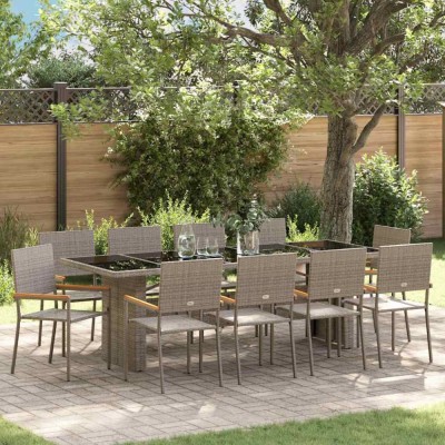 vidaXL Set de masă pentru grădină 11 pcs Gri Rattan poli 3365418 foto