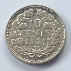 Olanda 10 cents 1941 argint foto