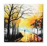 Cumpara ieftin Tablou pictat manual hol, living, dormitor, Impreuna pe aleea vietii, 50x50cm ulei pe panza in cutit efect 3D