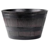 Cumpara ieftin Ghiveci decorativ rotund Strend Pro, model lemn teak, 38x28 cm, gradina, balcon, interior, polipropilena, rezistent UV, aspect natural