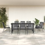 vidaXL Set mobilier de grădină, 9 piese, negru, oțel și textilenă 3200697
