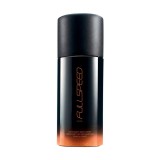Deodorant pentru barbati negru, 150 ml, Avon Full Speed, spray pentru axila, prospetime 24 h, aroma citrice-verde-mosc cu ienupar, chiparos si mosc