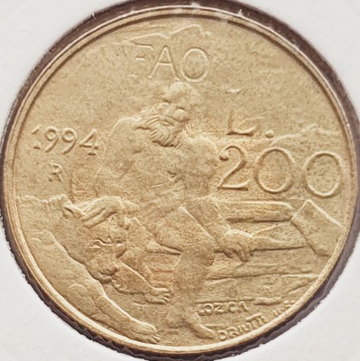 2680 San Marino 200 Lire 1994 Legend of Holy Marinus of Dalmatia &amp;ndash; F.A.O. km 313 foto